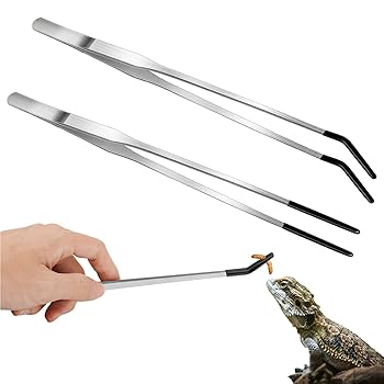 Amazon | ゴムチップ付きステンレススチール爬虫類給餌トング2個